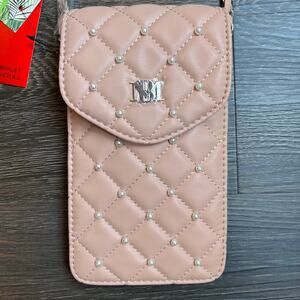 NWT Badgley Mischka Pearl Phone Case with Card Holder Insert Quilted Crossbody